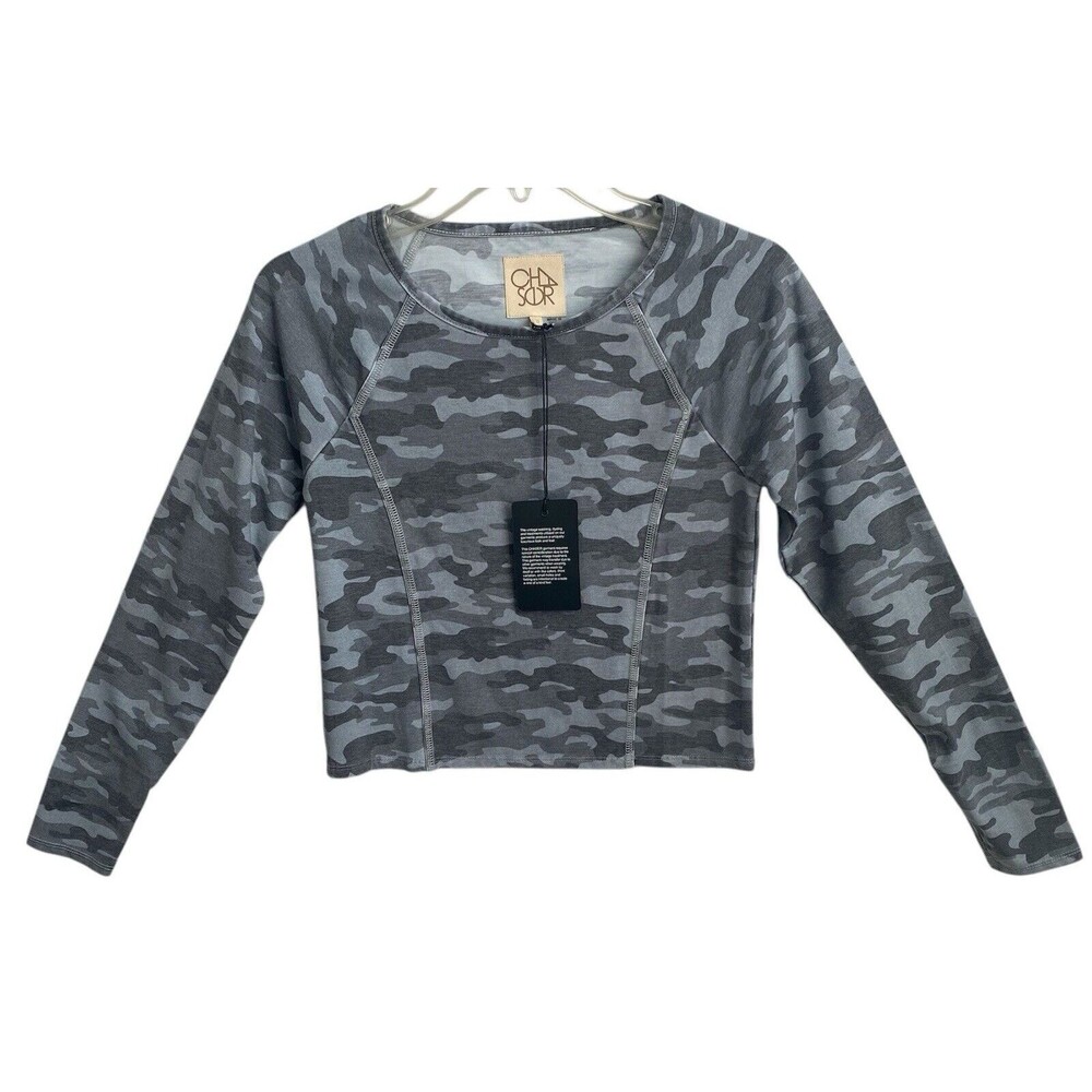 NEW Chaser Gray Camo Long Sleeve Thumb‎ Hole Pullover Sweatshirt Women's SMALL